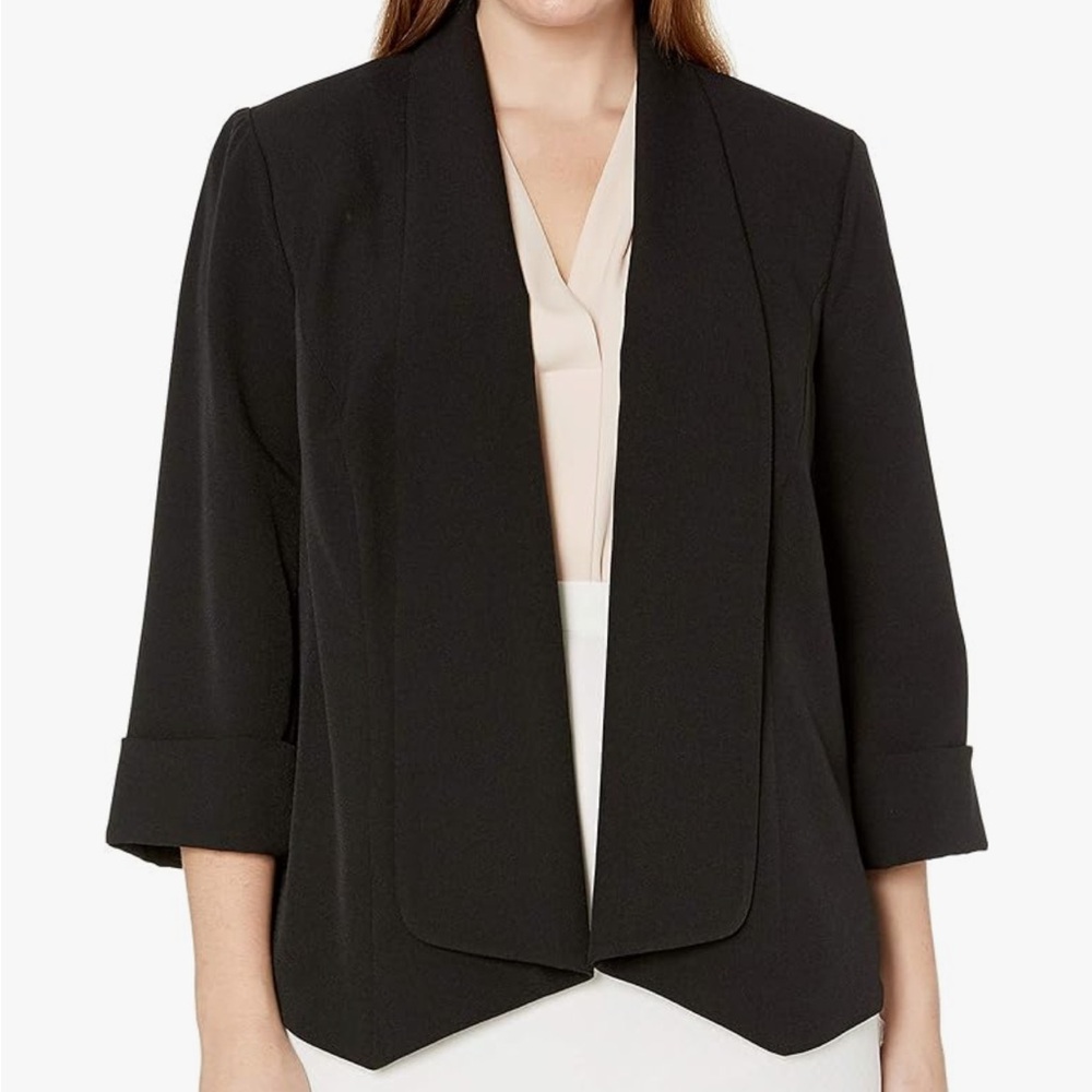 Kasper Stretch Crepe Open Black Blazer
